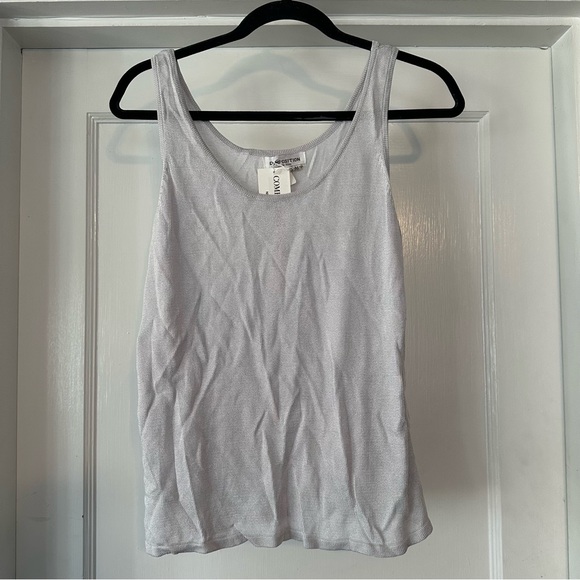 Compositions New York Tank Top Womens Medium Silver Knit Rayon Top Scoop Neck - Picture 1 of 6